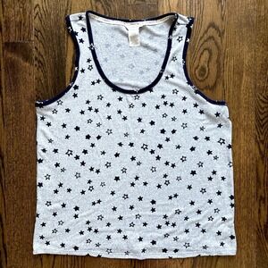 Lucky Brand Tank Top Womens XL Star Print Sleeveless Casual Blue Gray‎